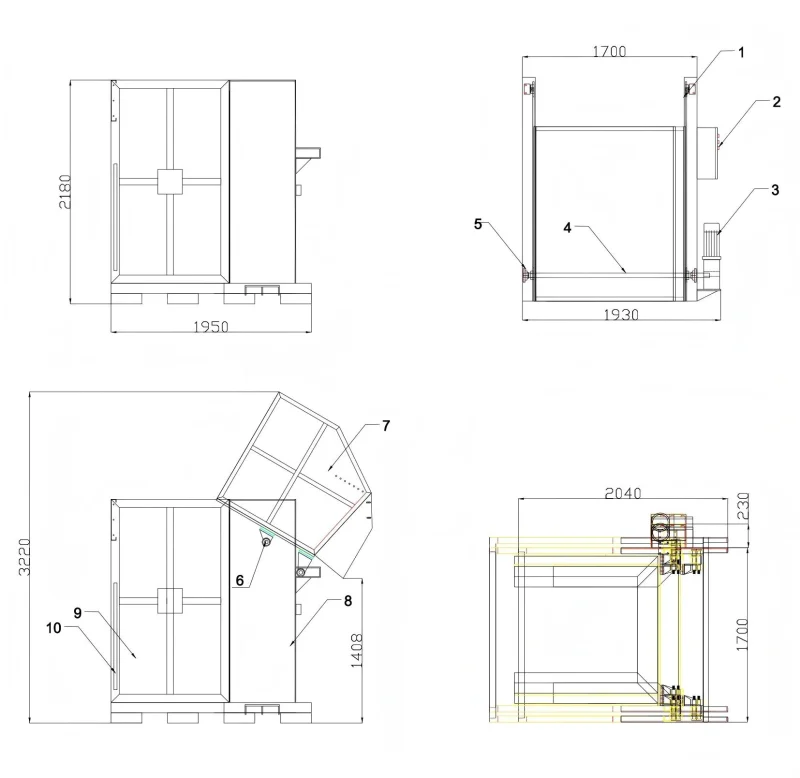 Custom servo moto dumping station for preforms