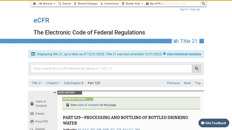 21 CFR Part 129 factory