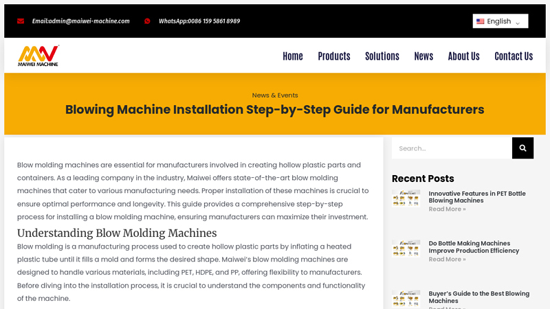 Blowing Machine Installation Step factory