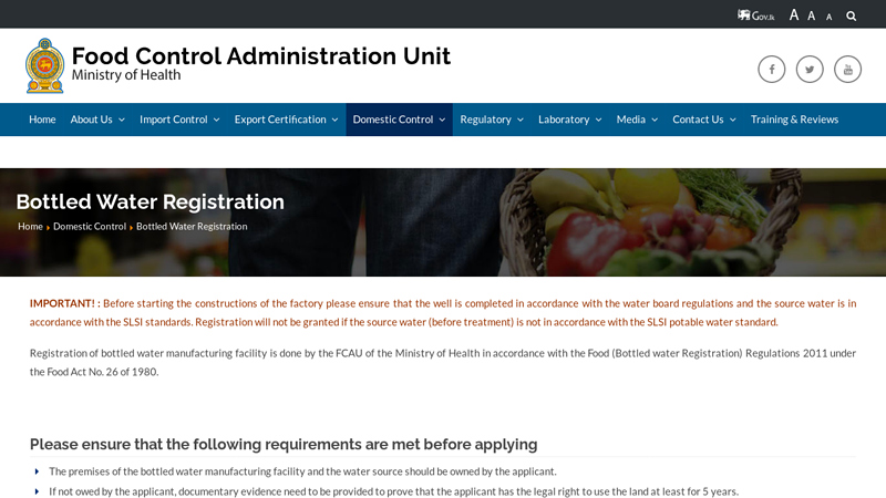 Bottled Water Registration factory