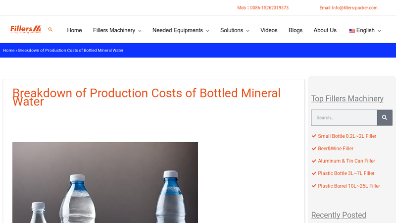 Breakdown of Production Costs of Bottled Mineral Water factory