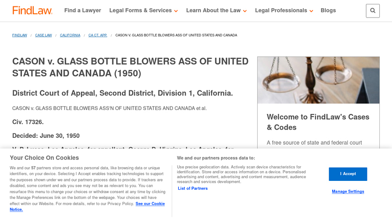 CASON v. GLASS BOTTLE BLOWERS ASS OF UNITED STATES ... factory