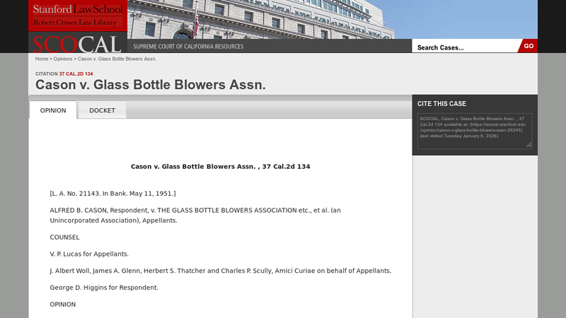 Cason v. Glass Bottle Blowers Assn. factory