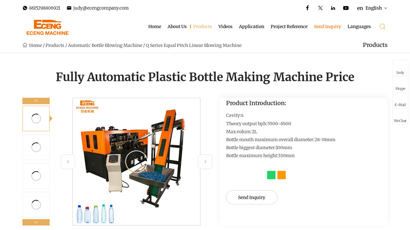 Fully Automatic Plastic Bottle Making Machine Price factory