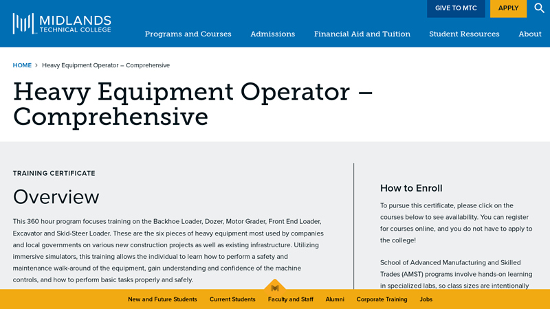 Heavy Equipment Operator – Comprehensive factory