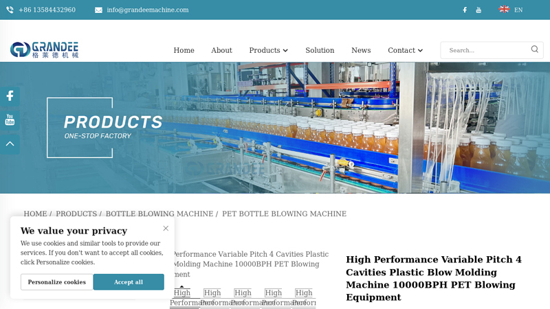 High Performance Variable Pitch 4 Cavities Plastic Blow Molding ... factory