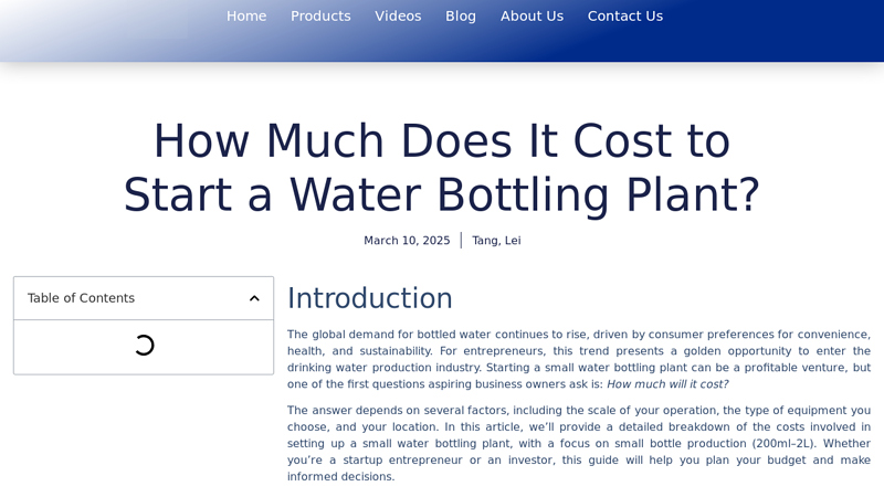 How Much Does It Cost to Start a Water Bottling Plant? factory