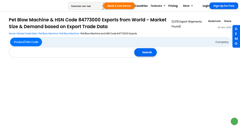 Pet Blow Machine & HSN Code 84773000 Exports from World factory
