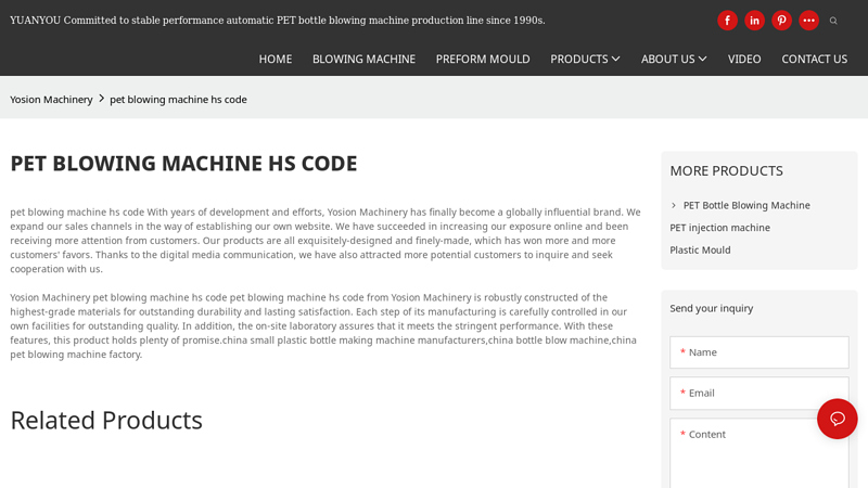 Pet Blowing Machine Hs Code factory