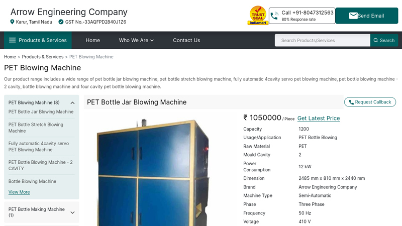 PET Bottle Jar Blowing Machine Manufacturer from Karur factory