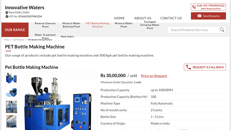 Pet Bottle Making Machine Manufacturer from New Delhi factory