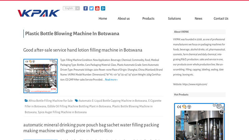 Plastic Bottle Blowing Machine in Botswana factory