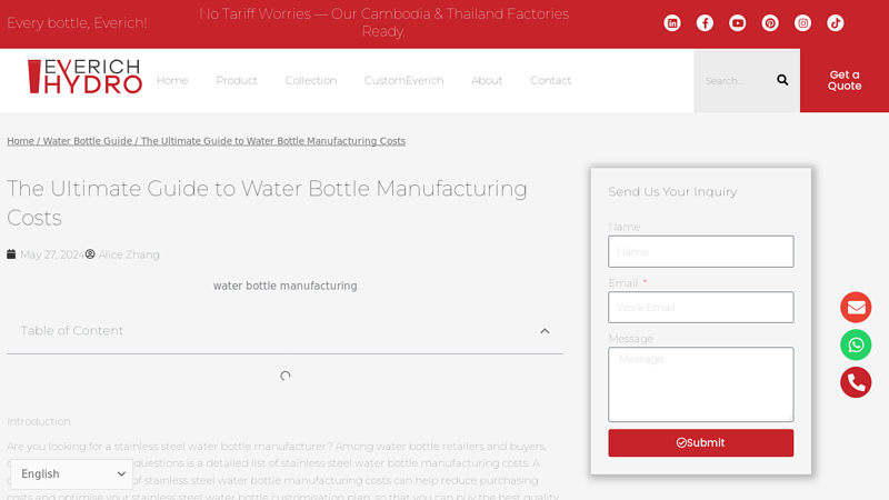 The Ultimate Guide to Water Bottle Manufacturing Costs factory