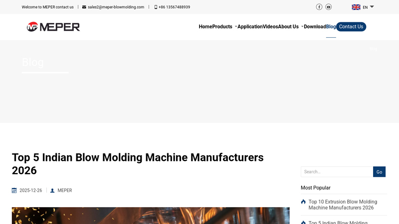 Top 5 Indian Blow Molding Machine Manufacturers 2026 factory