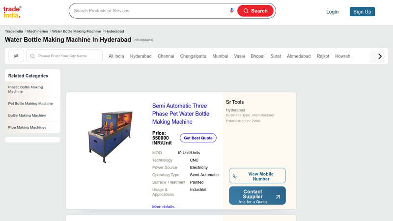 Water Bottle Making Machine in Hyderabad factory
