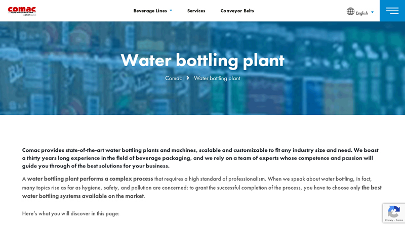 Water bottling plant factory